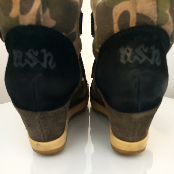 Ash Platform Trainer Army Green Gold Metallic Suede Velcro Closure Woman 38 EUC - Picture 5 of 9